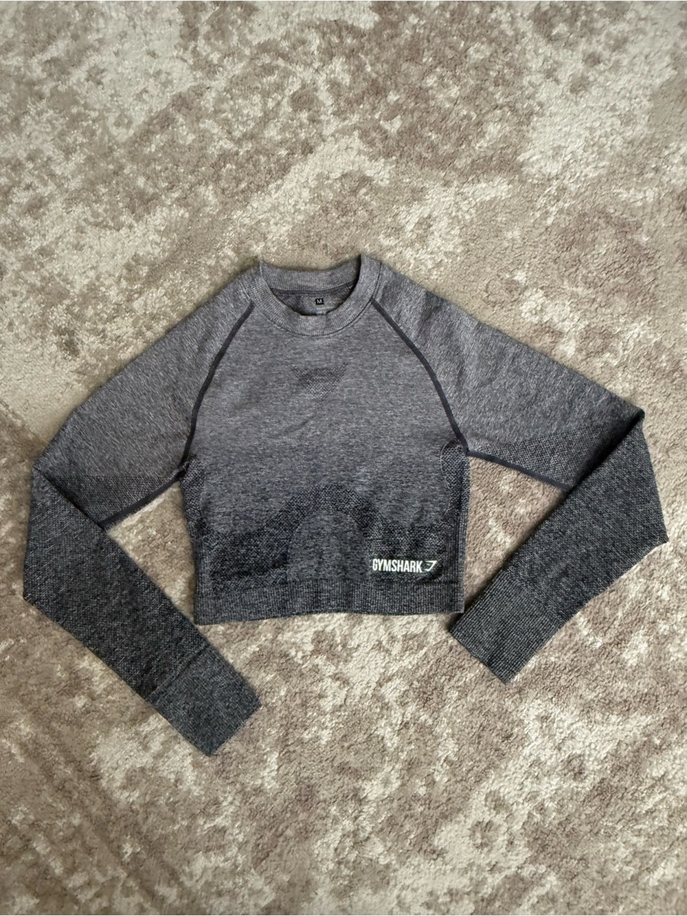 Gymshark Women's Dark Gray Seamless Cropped Long-Sleeve Top Workout Gym Yoga